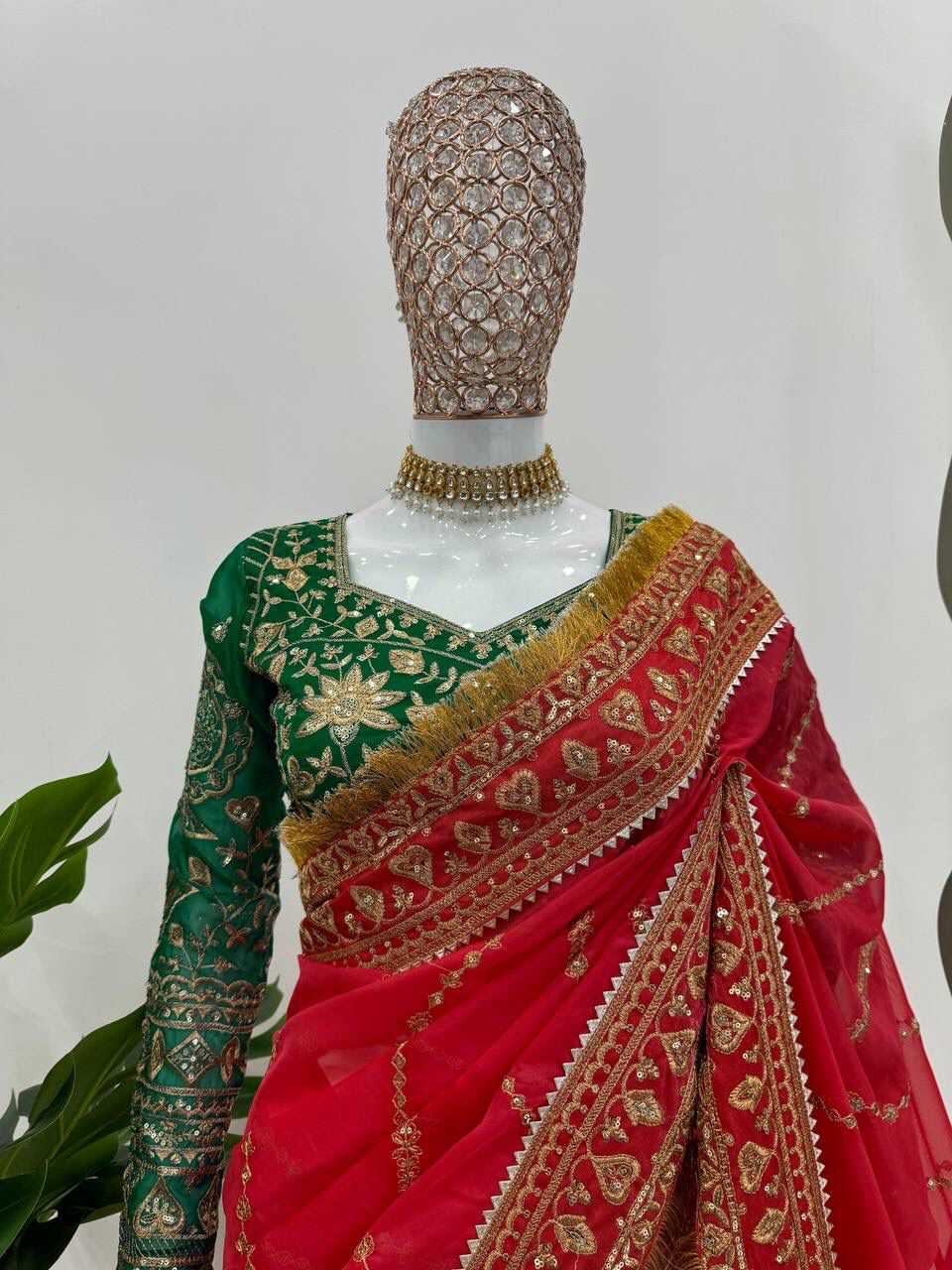 ORGANZA SILK  SEQUENCE  EMBROIDERED JANHVI KAPOOR Bollywood Saree Collection
