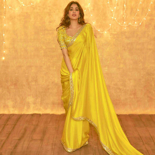 Pure Chiffon Embroidered Fancy Party Wear Jhanvi Kapoor  Bollywood  Saree Collections