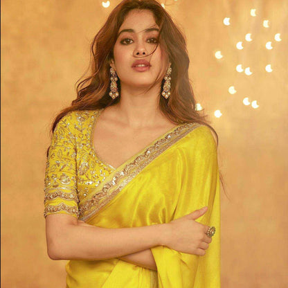 Pure Chiffon Embroidered Fancy Party Wear Jhanvi Kapoor  Bollywood  Saree Collections