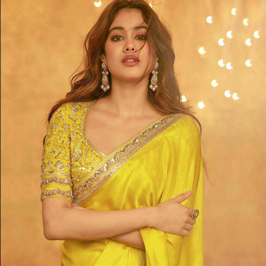 Pure Chiffon Embroidered Fancy Party Wear Jhanvi Kapoor  Bollywood  Saree Collections