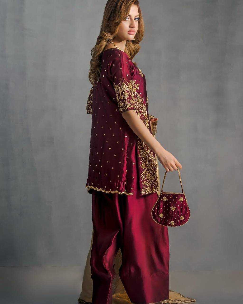 Satin  Embroidery Suits