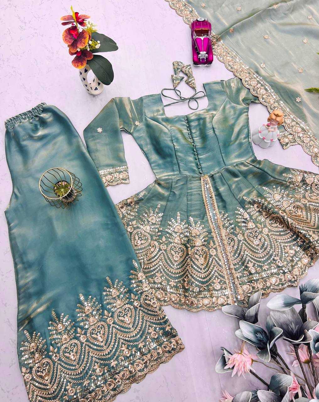 Satin Silk  Sharara Salwar Suits