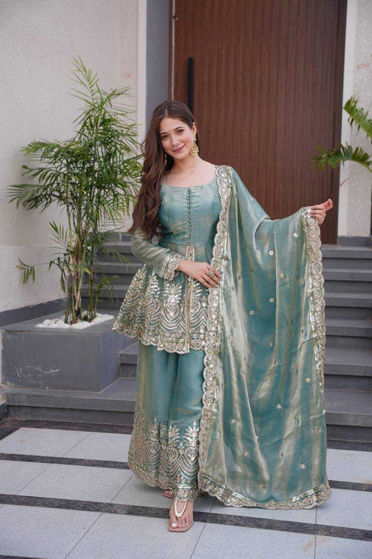Satin Silk  Sharara Salwar Suits