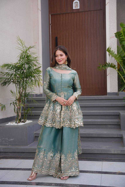 Satin Silk  Sharara Salwar Suits