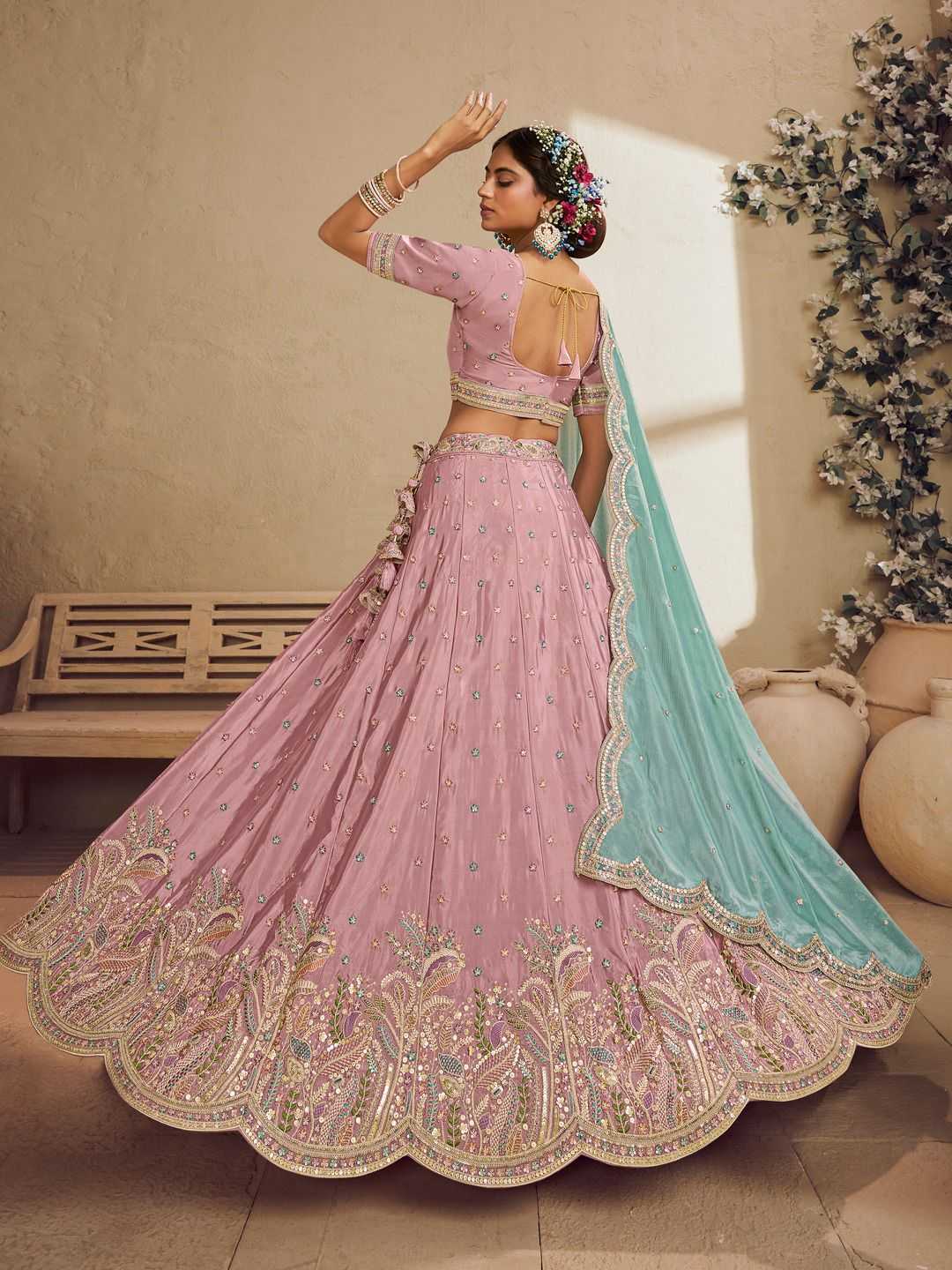 Satin Silk Pink Choli  Wedding Collections