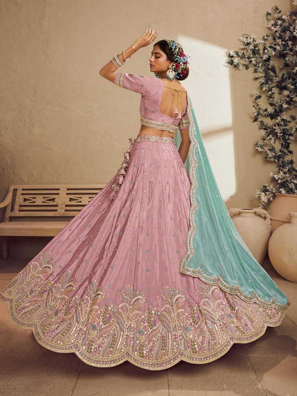 Satin Silk Pink Choli  Wedding Collections