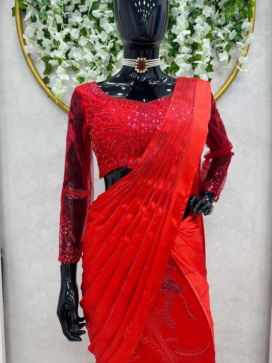 Satin Silk Ready To Wear Saree