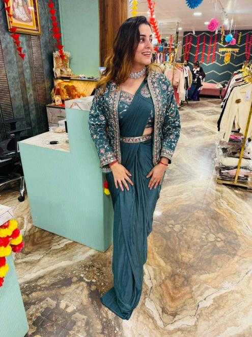 Party Wear  Satin Silk   Ready To Wear Saree
