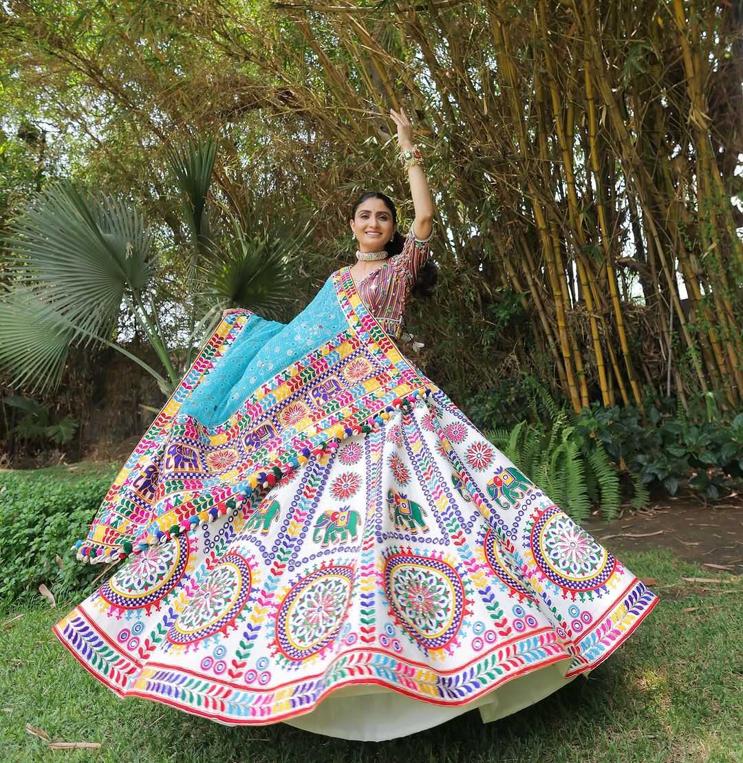 Navratri Chaniya Choli Soft Butter Silk Mirror Work Lehenga