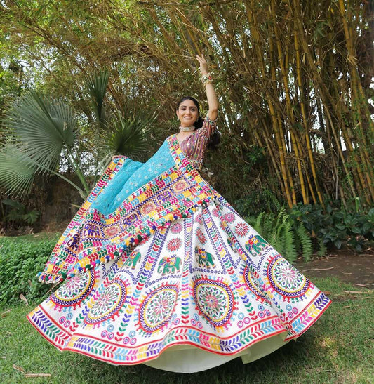 Navratri Chaniya Choli Soft Butter Silk Mirror Work Lehenga