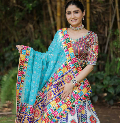 Navratri Chaniya Choli Soft Butter Silk Mirror Work Lehenga