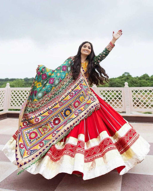 Navratri Chaniya Choli Soft Butter Silk  Mirror Work Lehenga