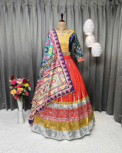 Navratri Chaniya Choli Soft Butter Silk  Mirror Work Lehenga