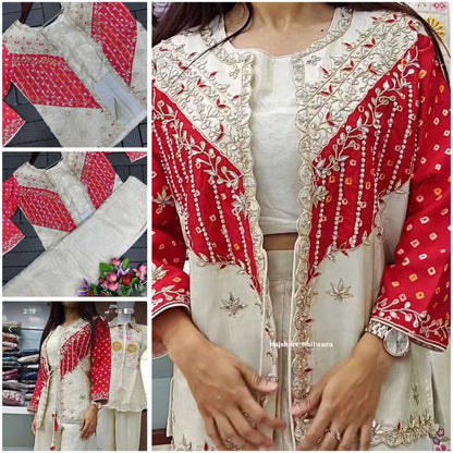 New Super Trending Embroidery Sequence work jacket and palazzo