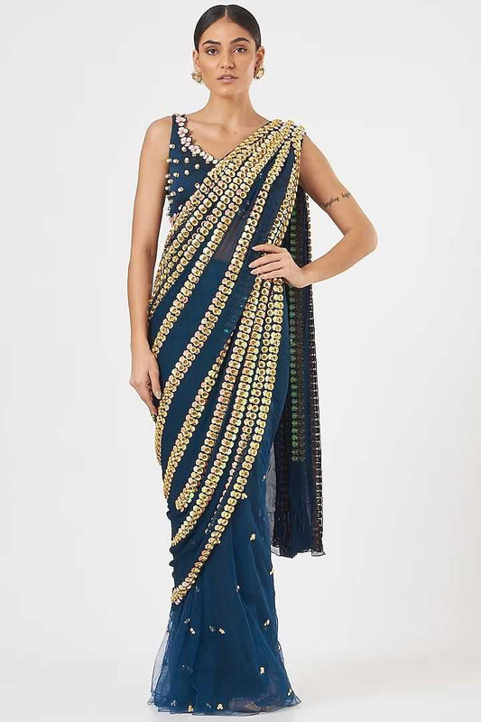 SOFT NET SEQUENCE FANCY DESIGNER SAREE