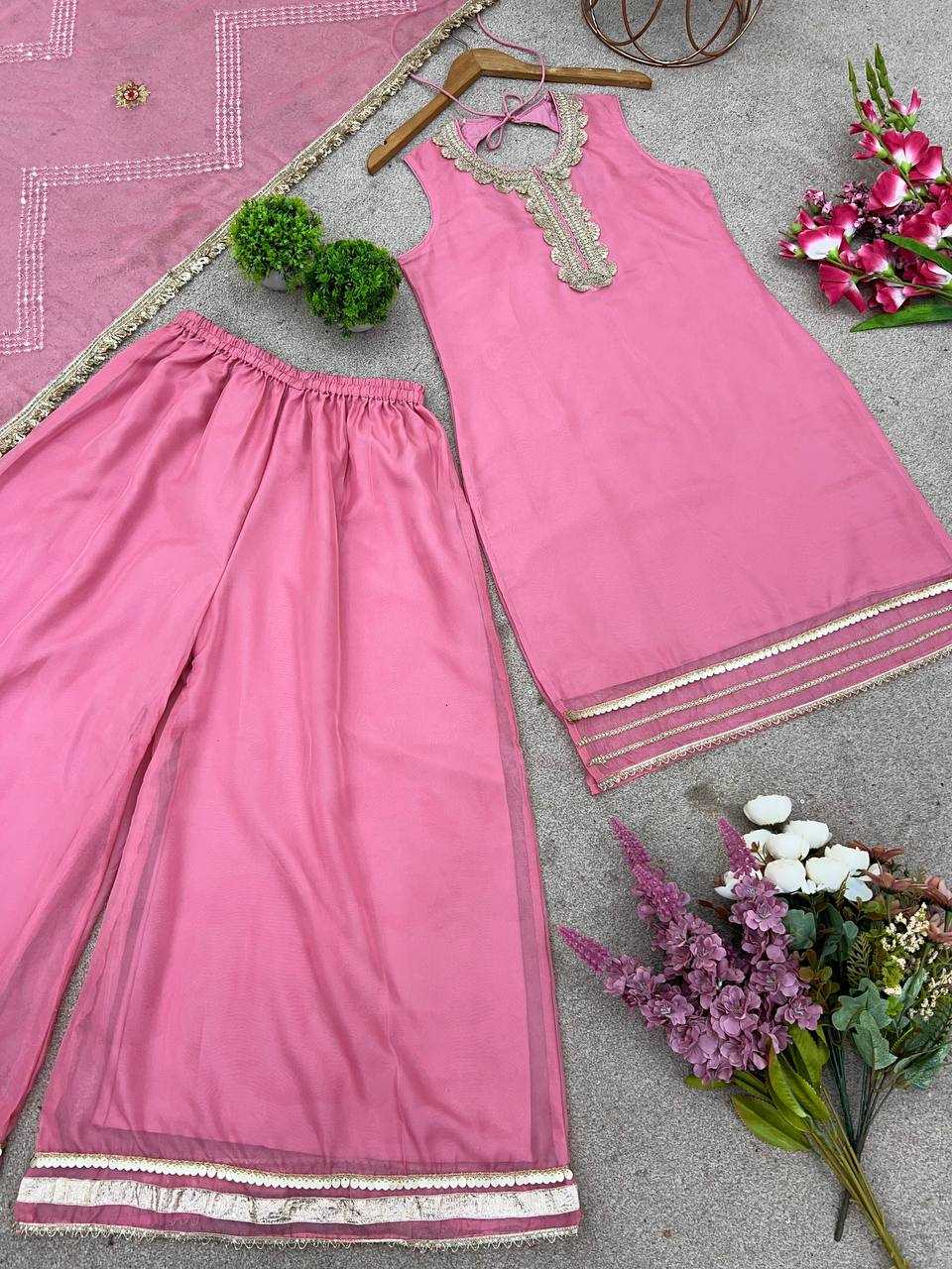 Tabby Silk Organza Embroidery   Sharara Salwar Festive Collections