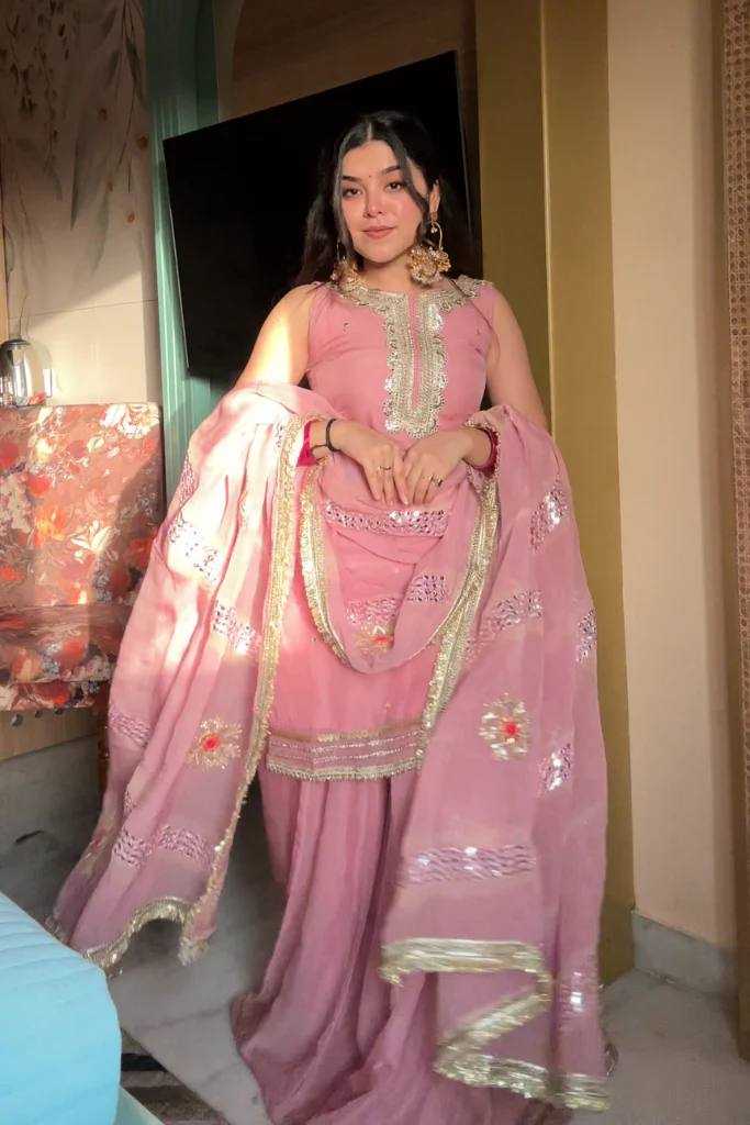 Tabby Silk Organza Embroidery   Sharara Salwar Festive Collections