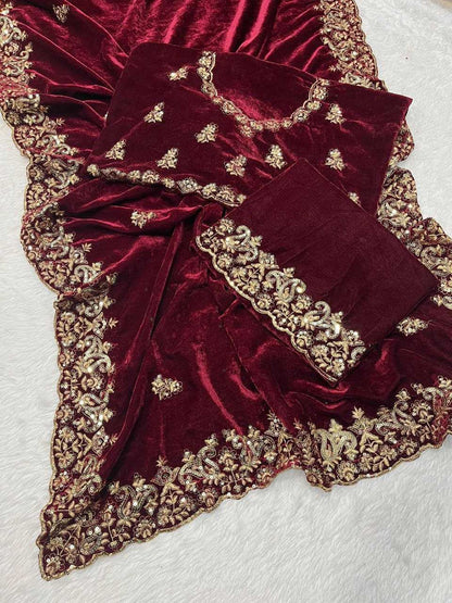 Velvet   Sarees Bollywood Collections