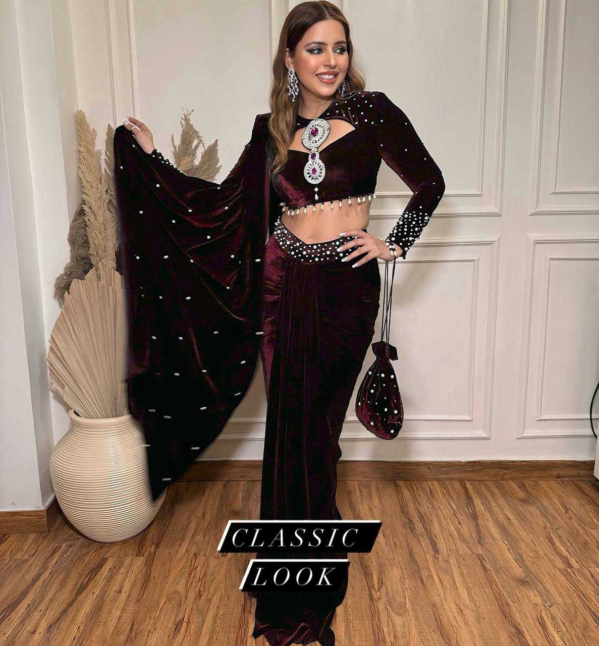 Velvet  Lehenga Sarees