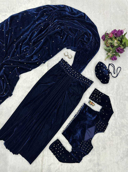 Velvet  Lehenga Sarees