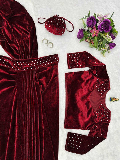 Velvet  Lehenga Sarees