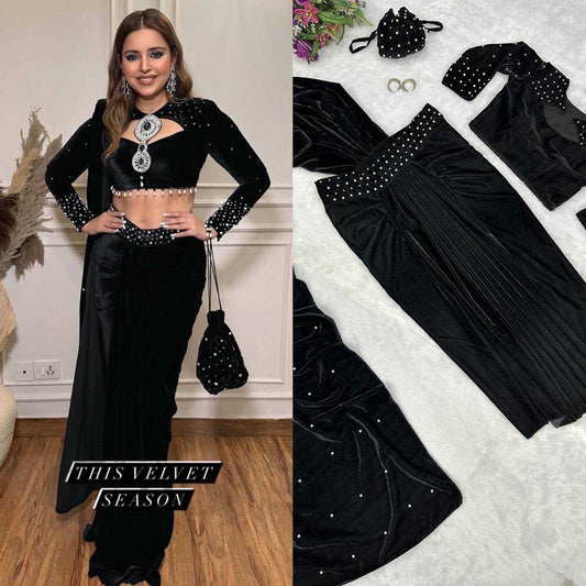 Velvet  Lehenga Sarees