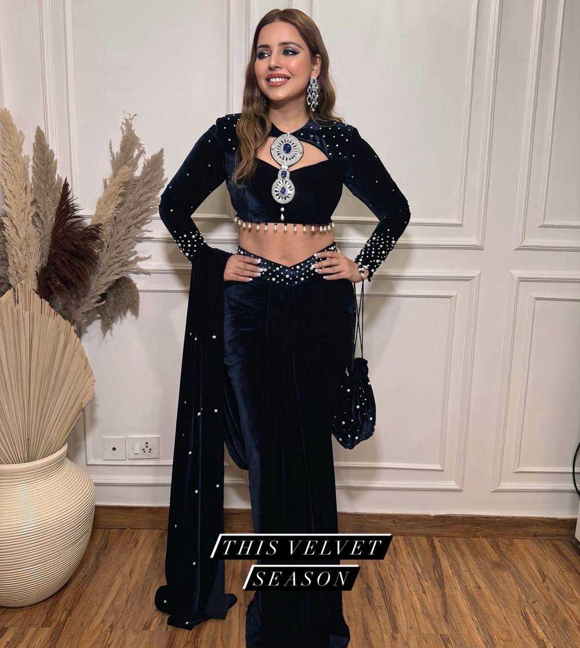 Velvet  Lehenga Sarees