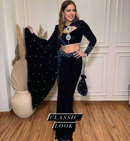 Velvet  Lehenga Sarees