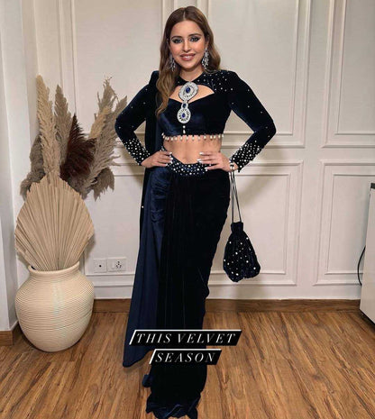 Velvet  Lehenga Sarees